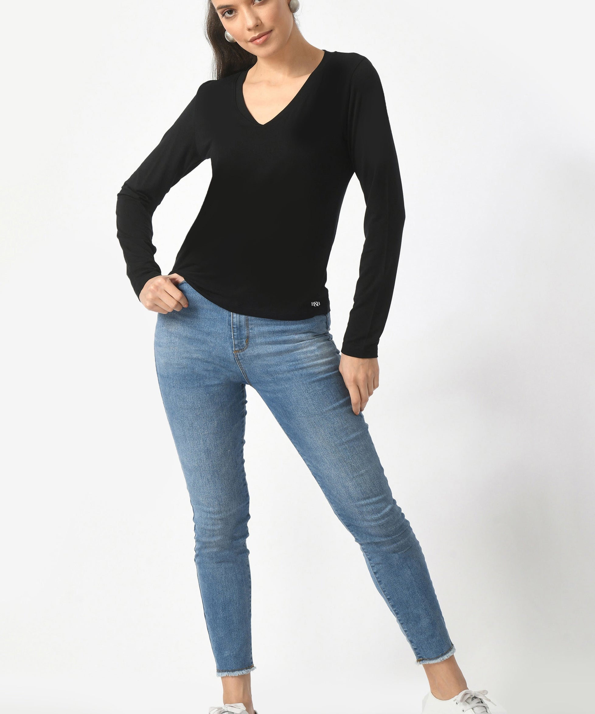 V-Neck Long Sleeve T-Shirt  #6004