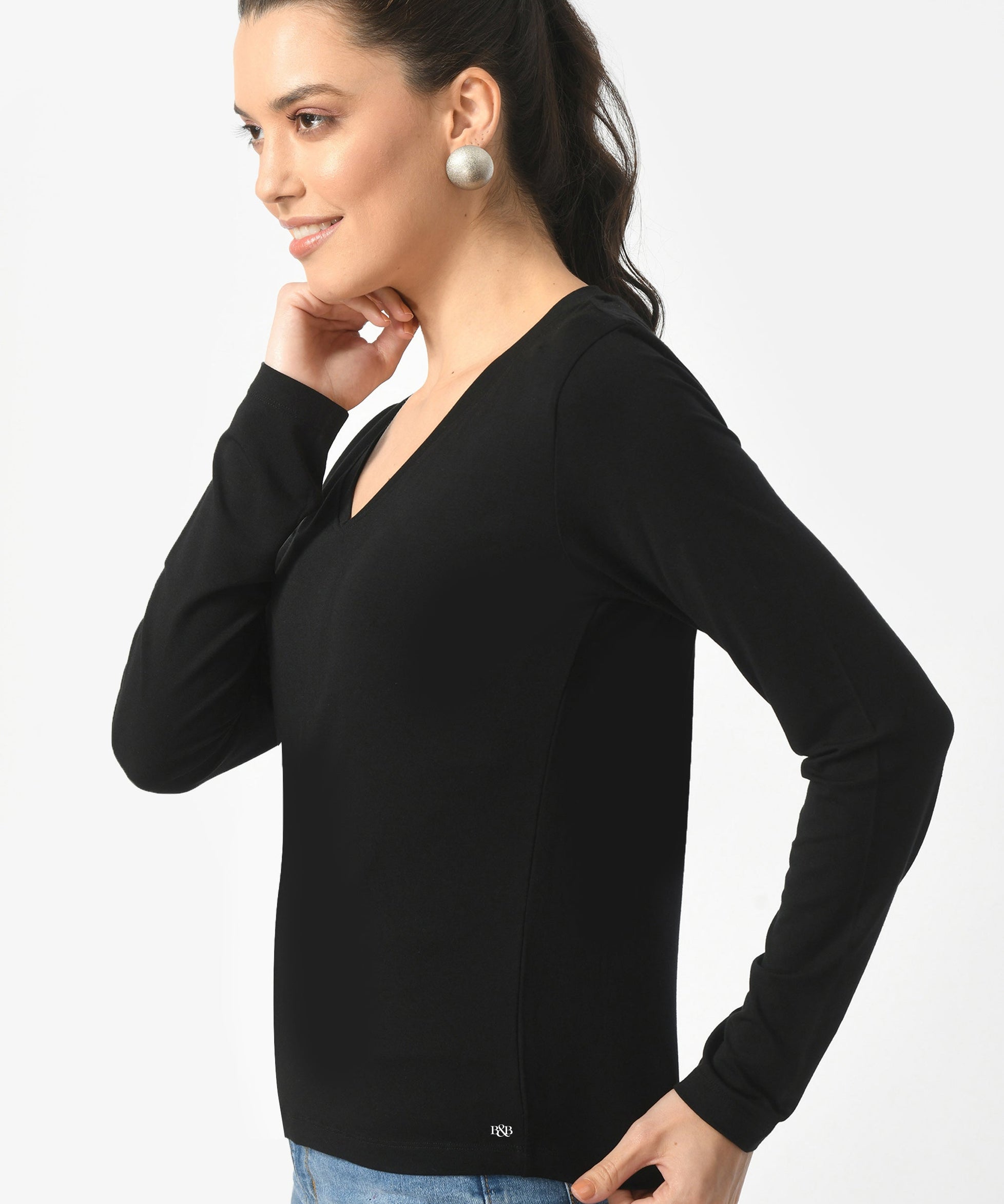 V-Neck Long Sleeve T-Shirt  #6004