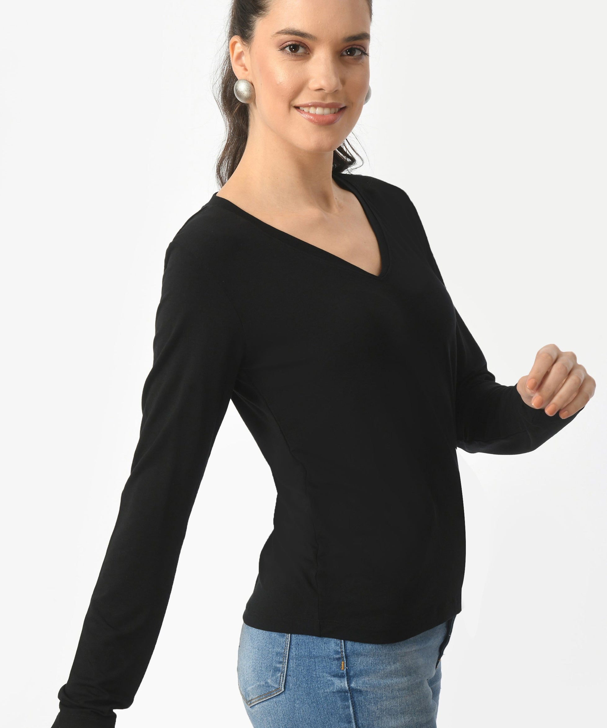 V-Neck Long Sleeve T-Shirt  #6004