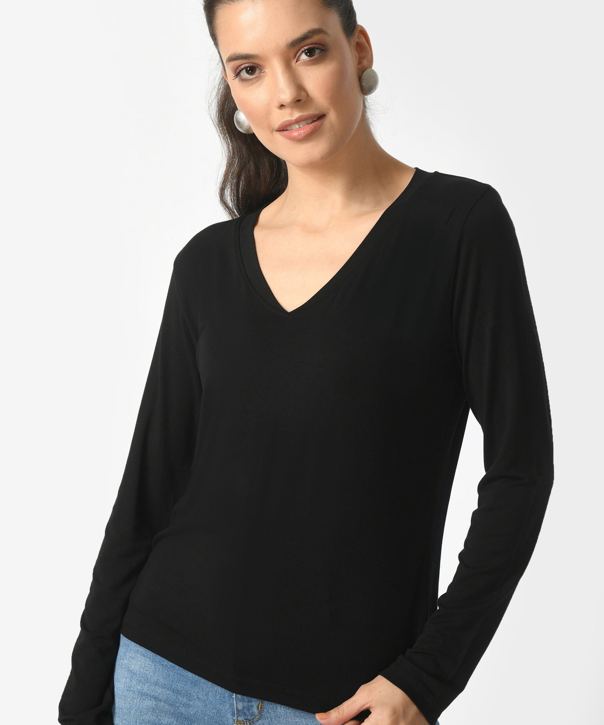 V-Neck Long Sleeve T-Shirt  #6004
