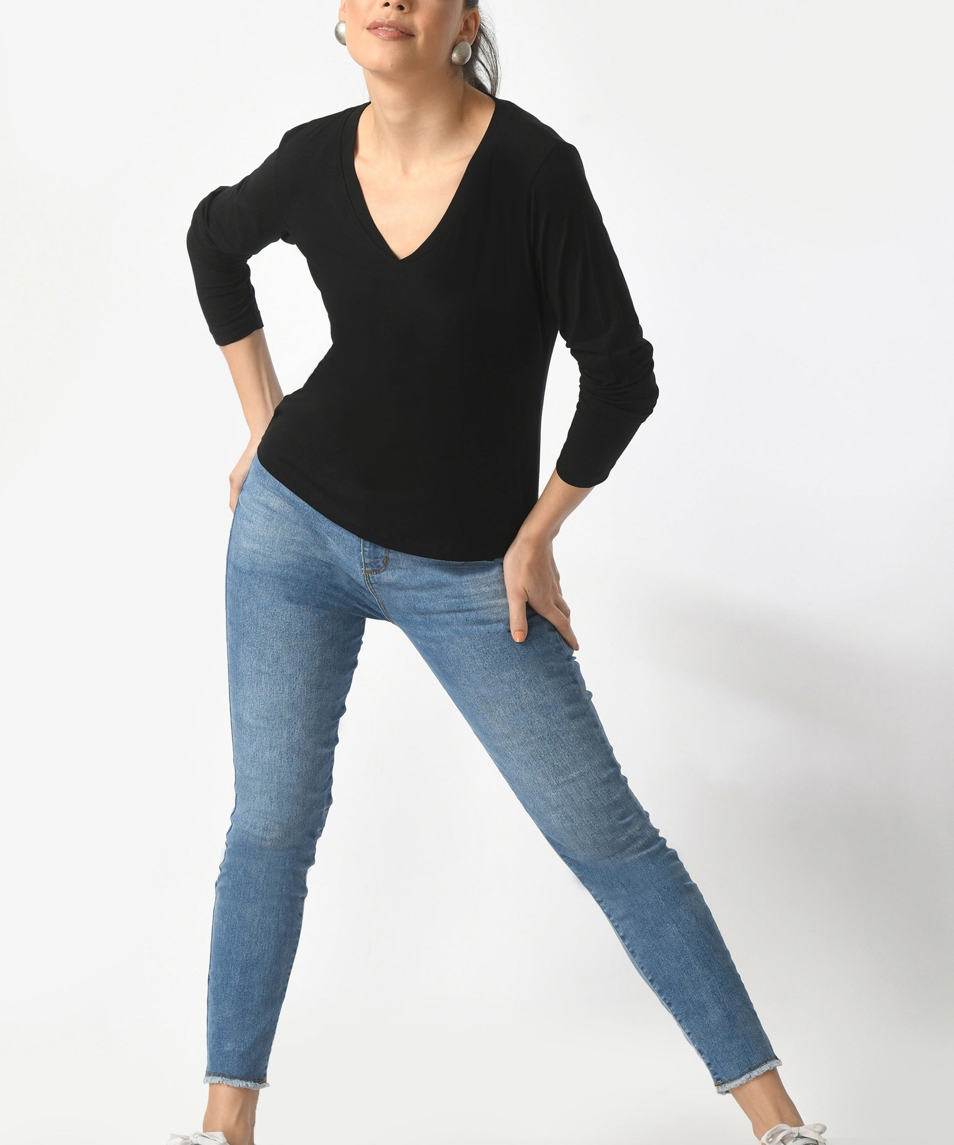 V-Neck Long Sleeve T-Shirt  #6004