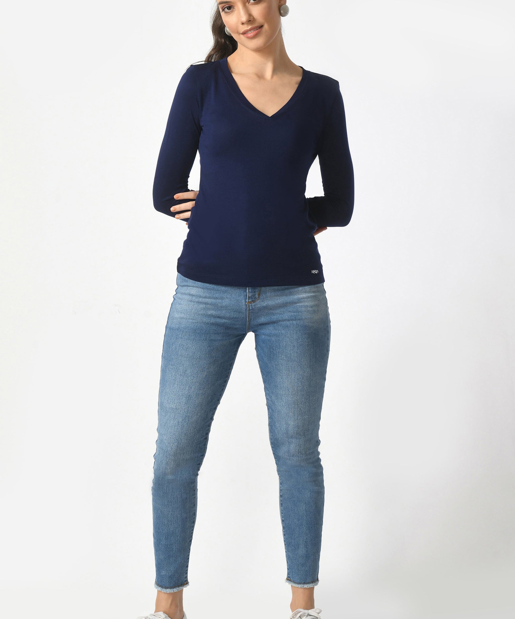 V-Neck Long Sleeve T-Shirt  #6004