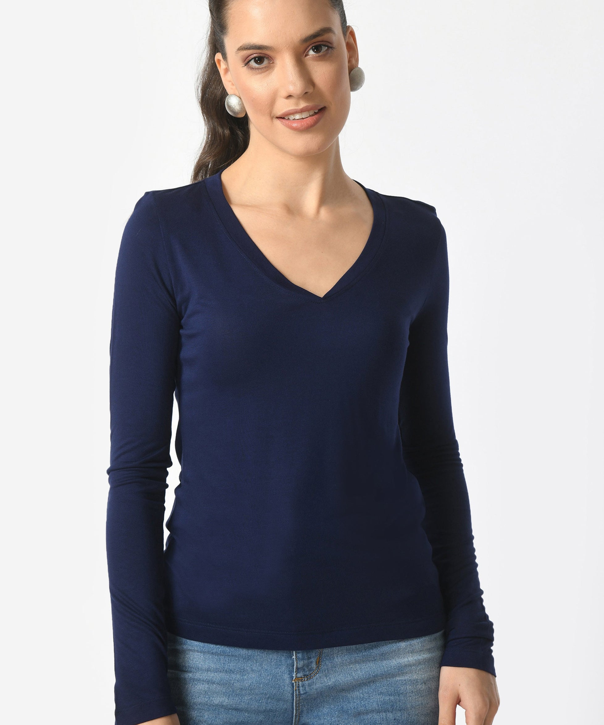 V-Neck Long Sleeve T-Shirt  #6004