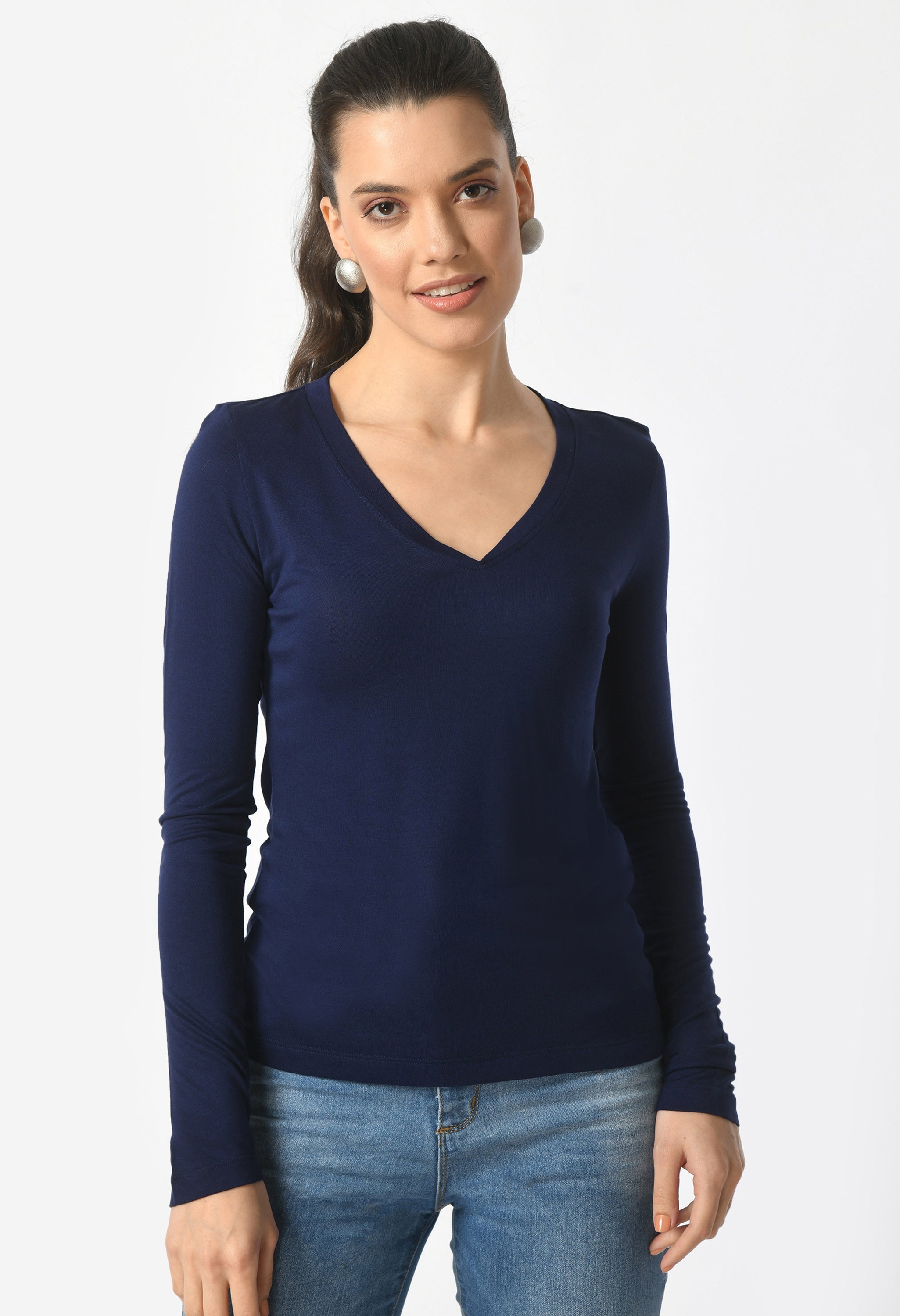 V-Neck Long Sleeve T-Shirt  #6004