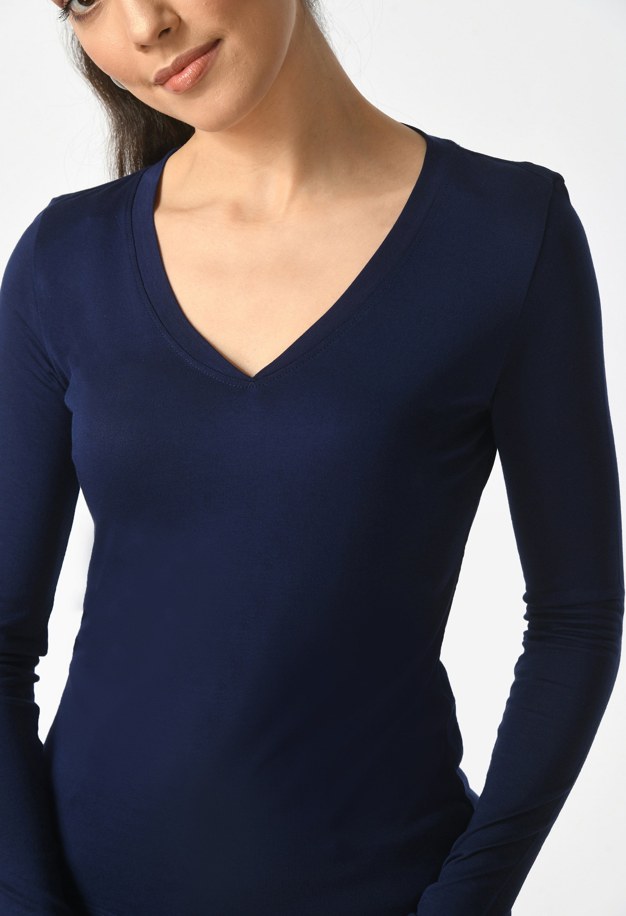 V-Neck Long Sleeve T-Shirt  #6004