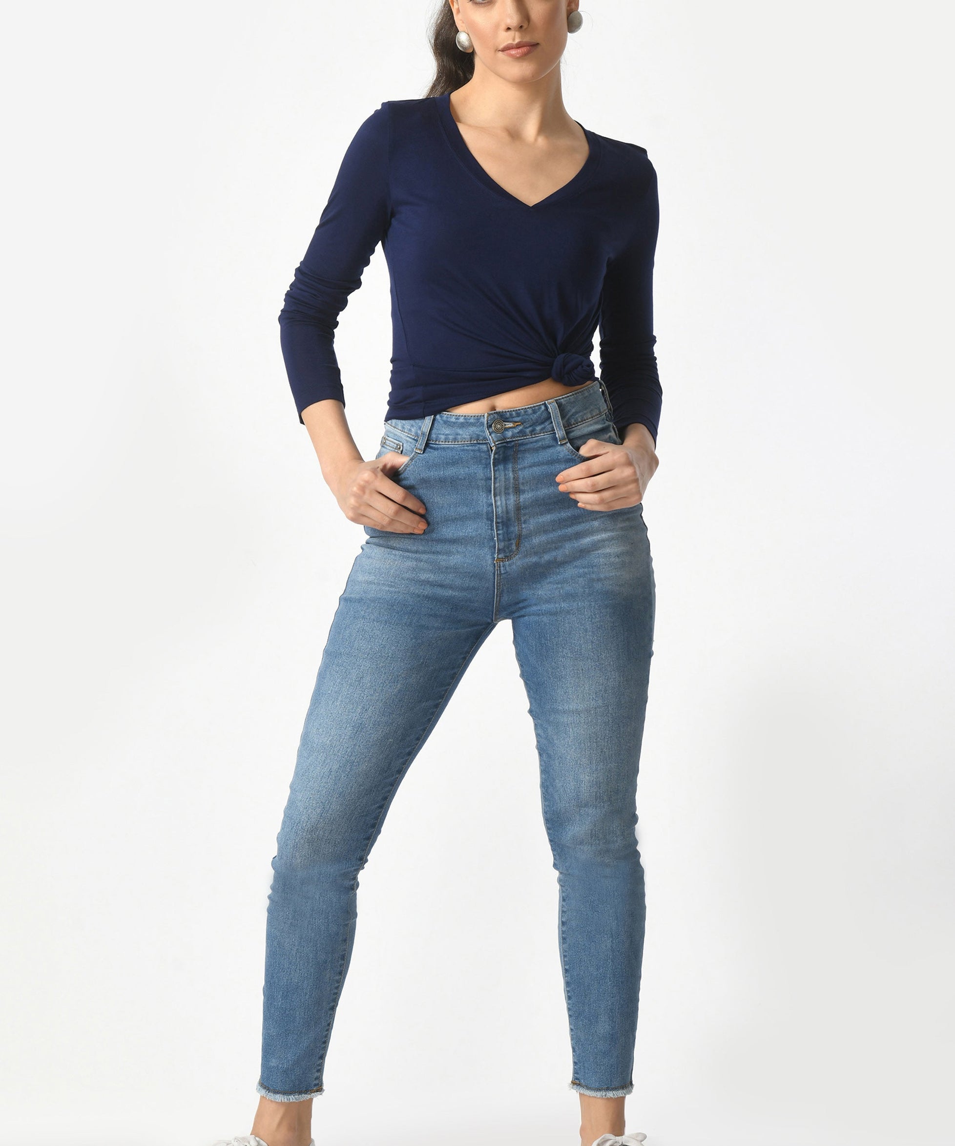 V-Neck Long Sleeve T-Shirt  #6004