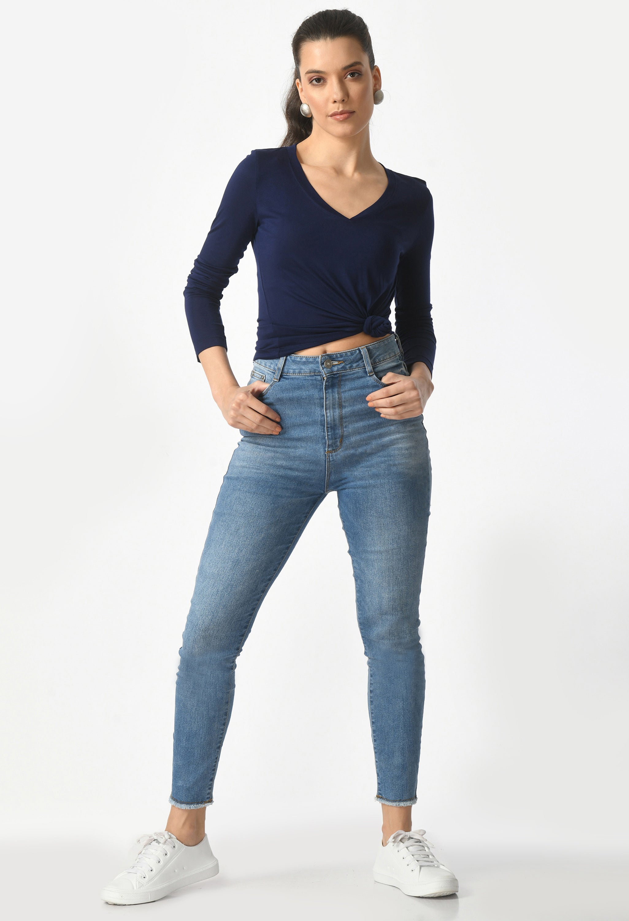 V-Neck Long Sleeve T-Shirt  #6004