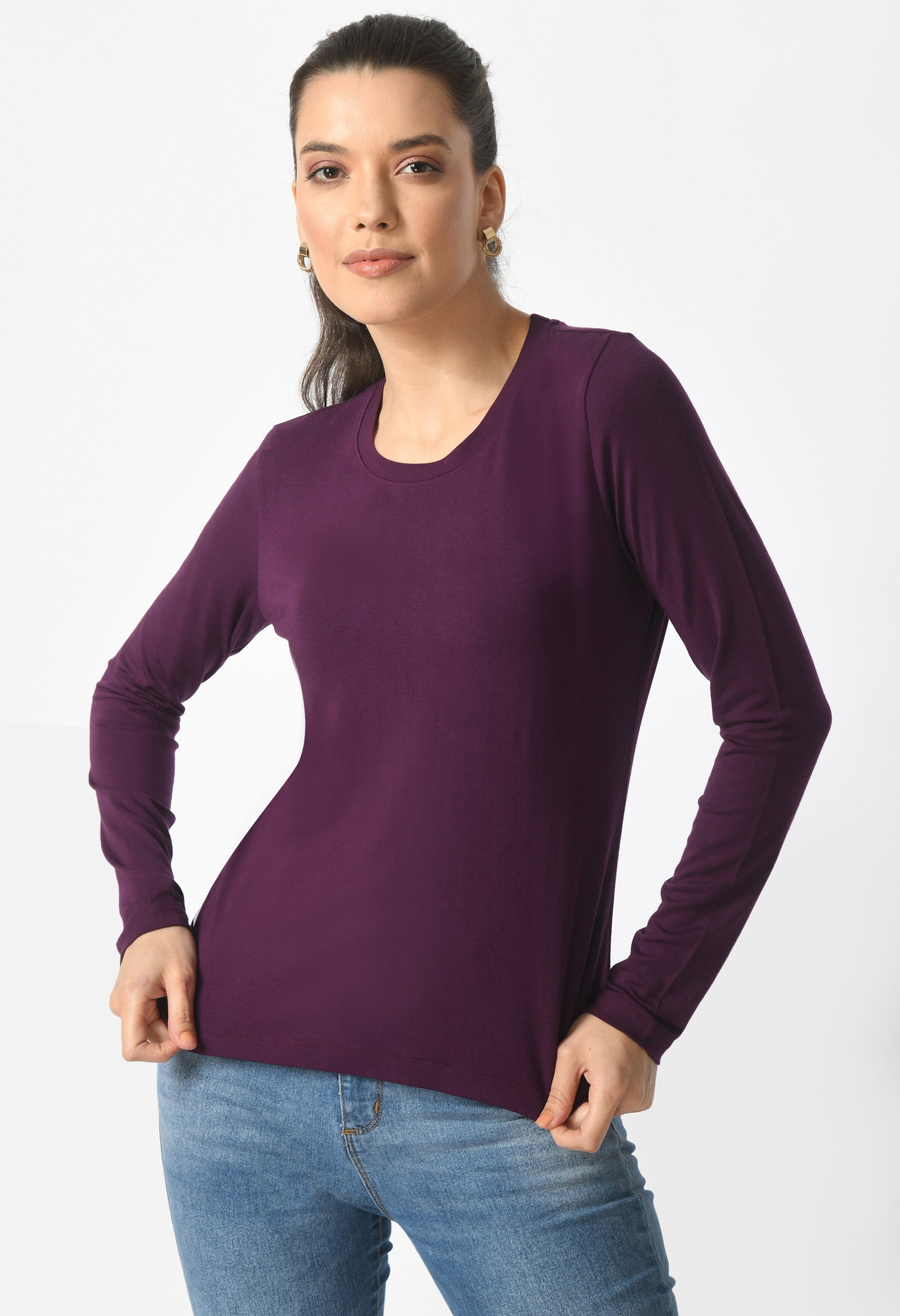 Crew Neck Long Sleeve T-Shirt  #6003