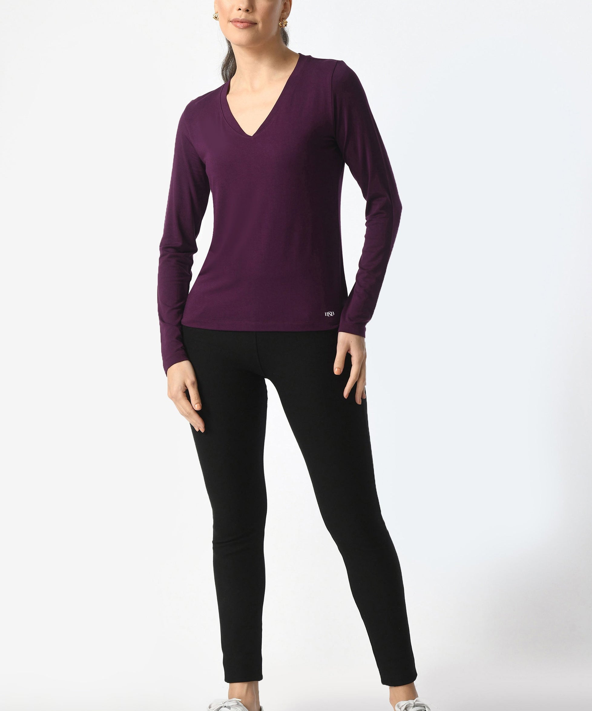 V-Neck Long Sleeve T-Shirt  #6004