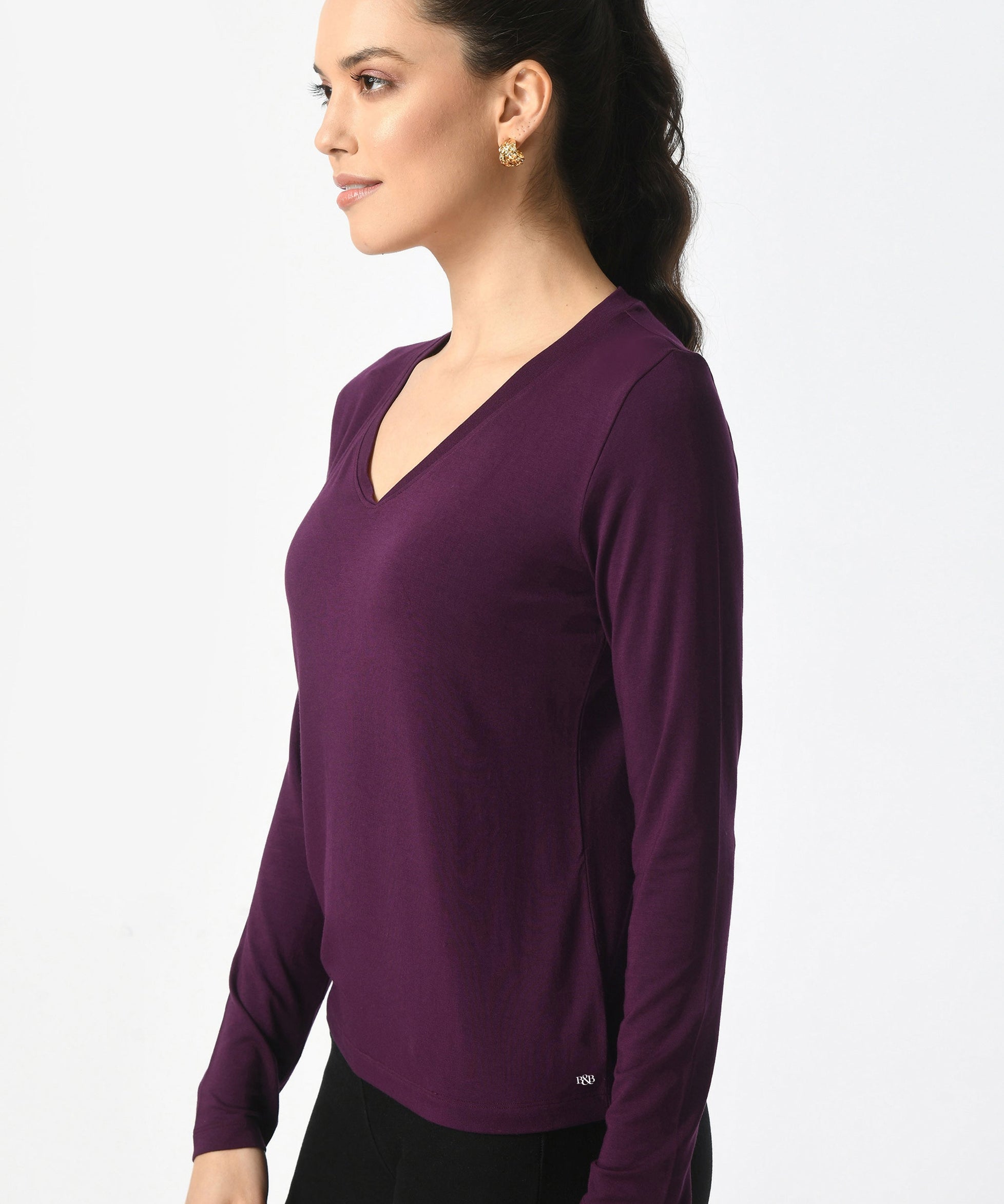 V-Neck Long Sleeve T-Shirt  #6004