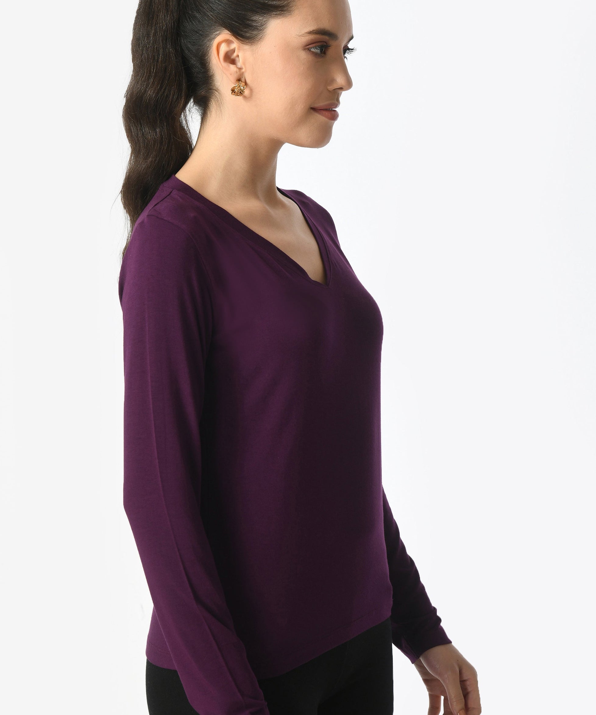 V-Neck Long Sleeve T-Shirt  #6004