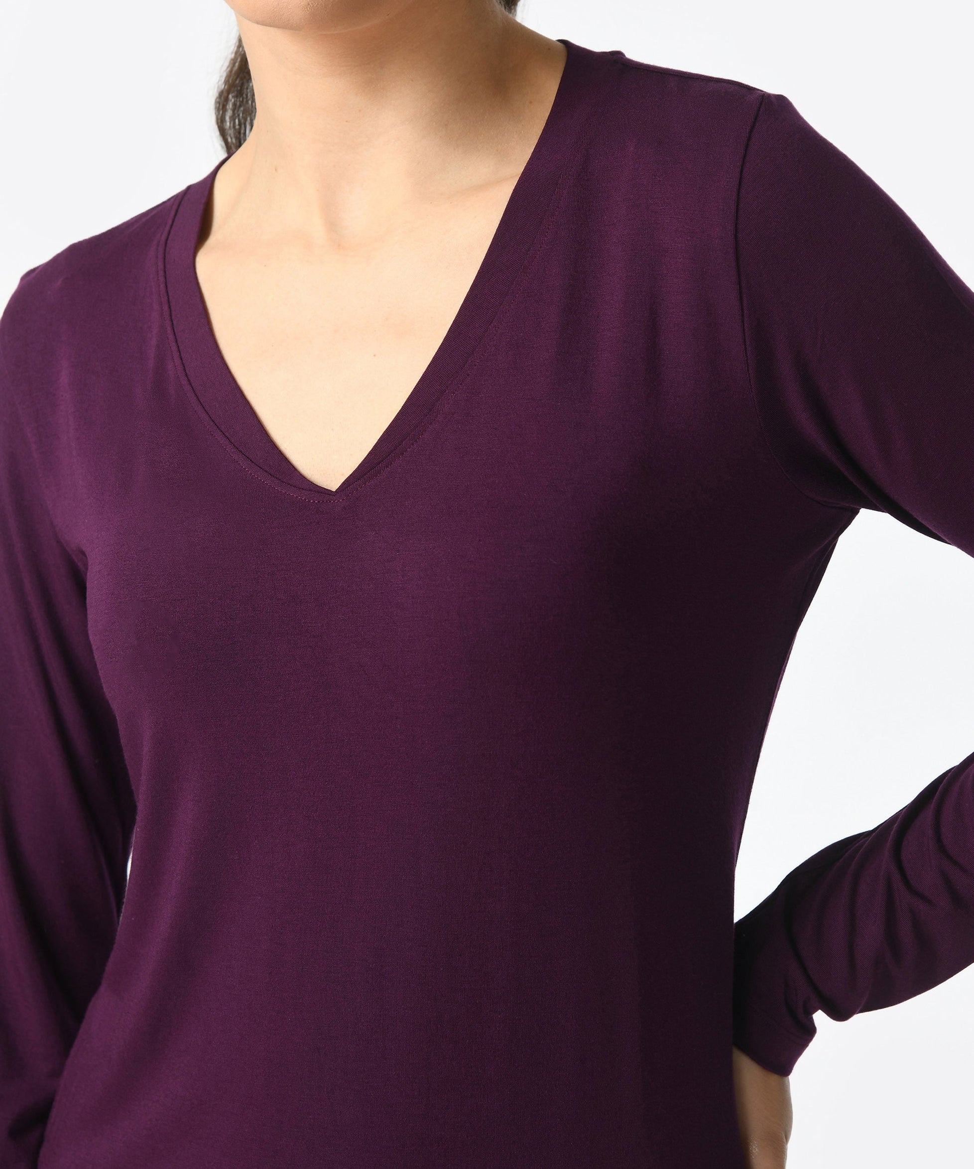 V-Neck Long Sleeve T-Shirt  #6004