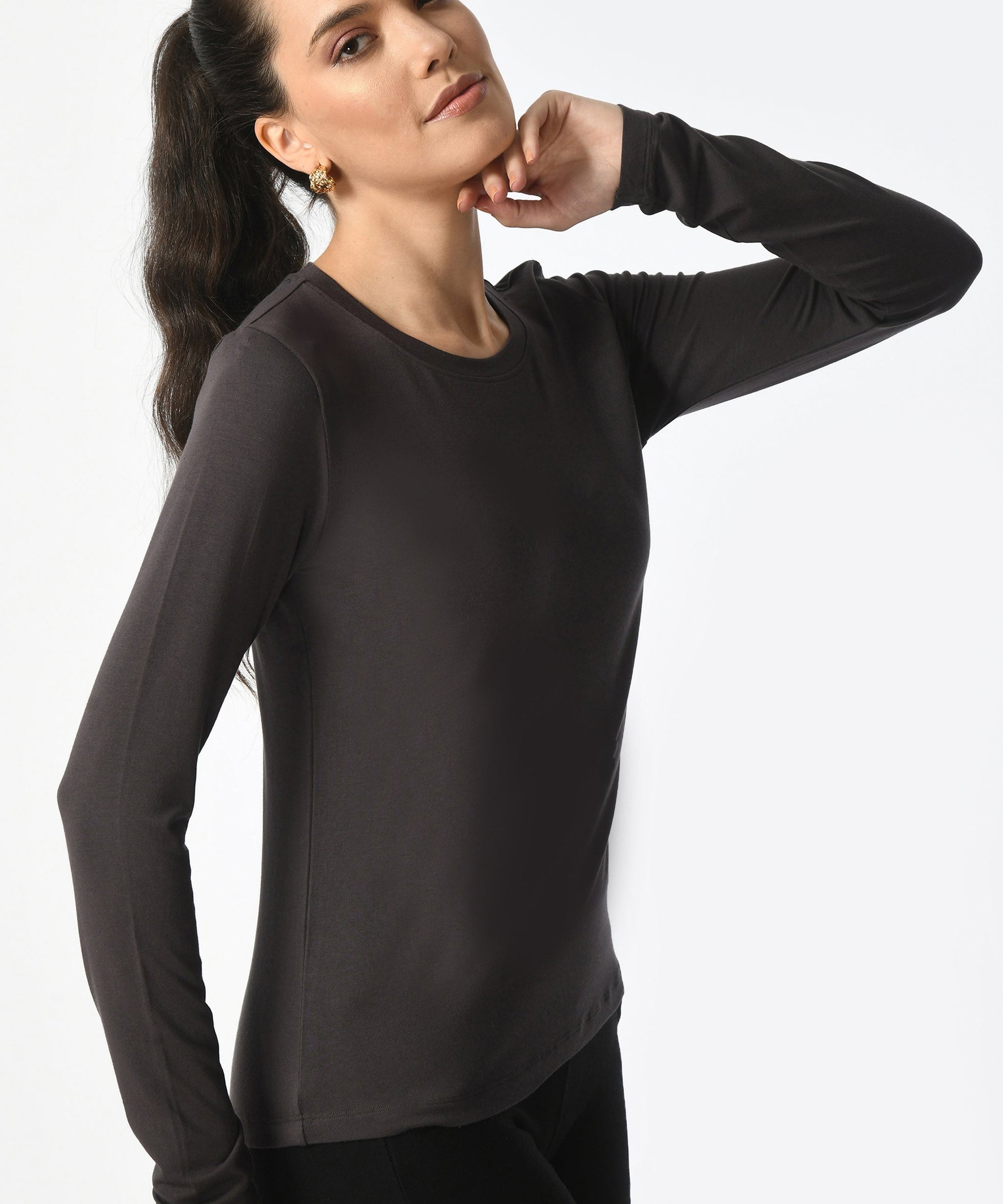 Crew Neck Long Sleeve T-Shirt  #6003