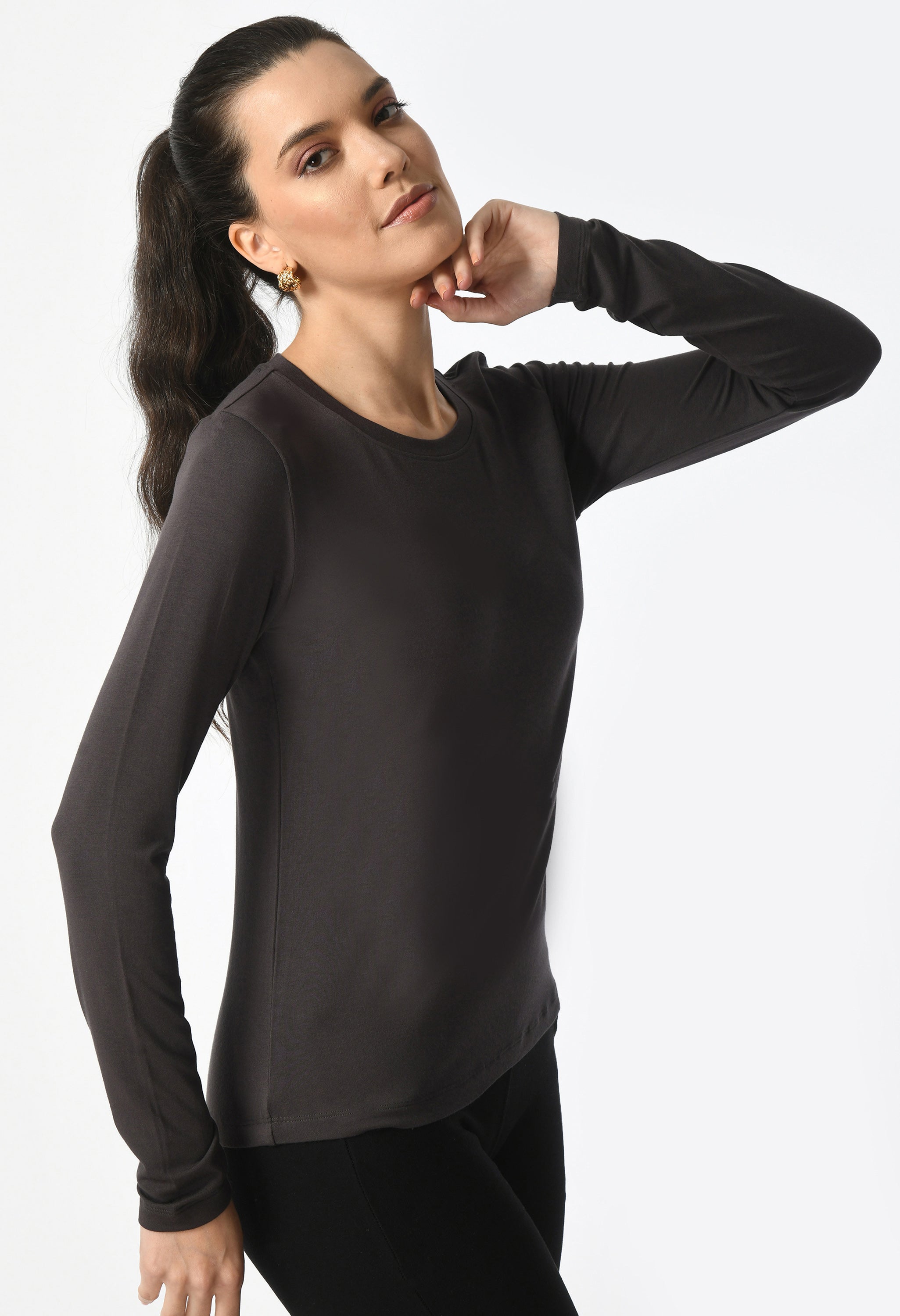 Crew Neck Long Sleeve T-Shirt  #6003
