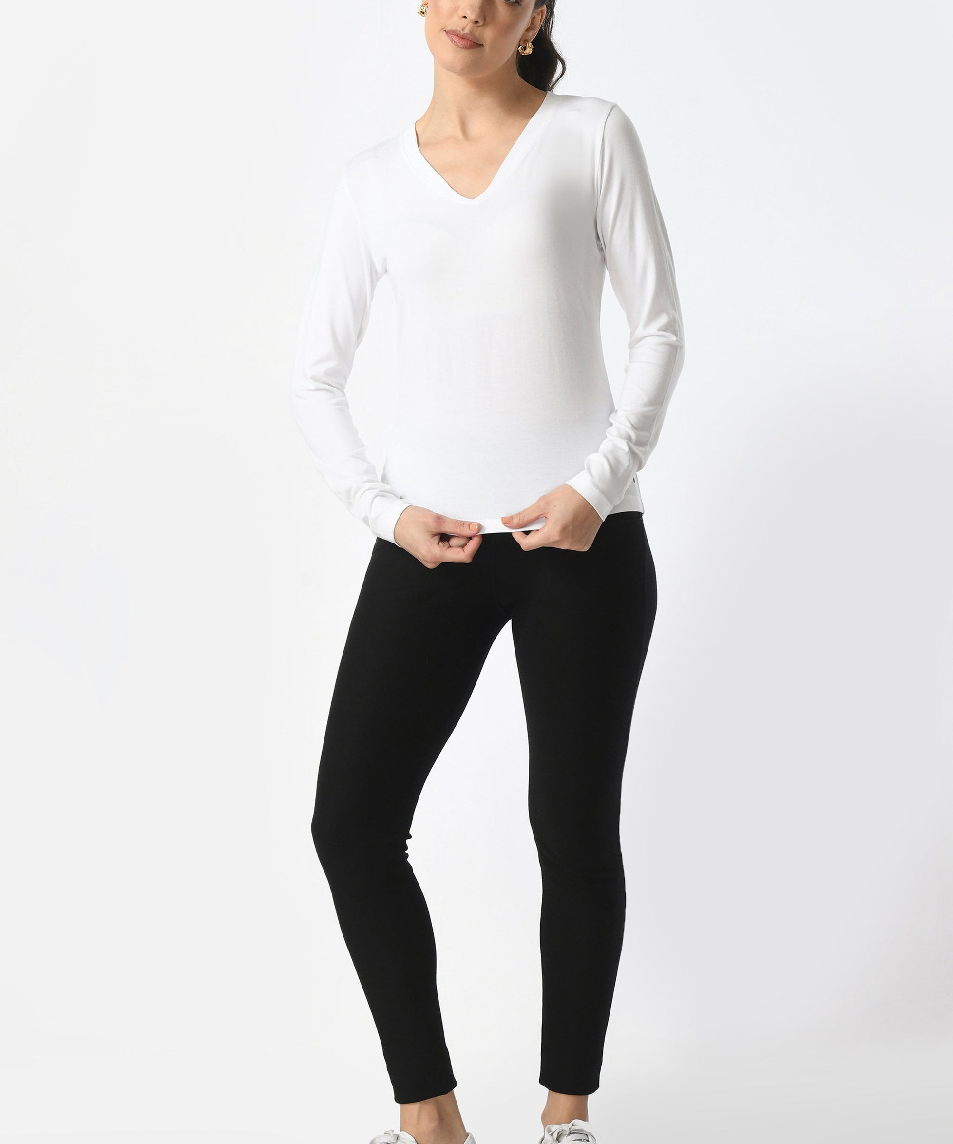 V-Neck Long Sleeve T-Shirt  #6004