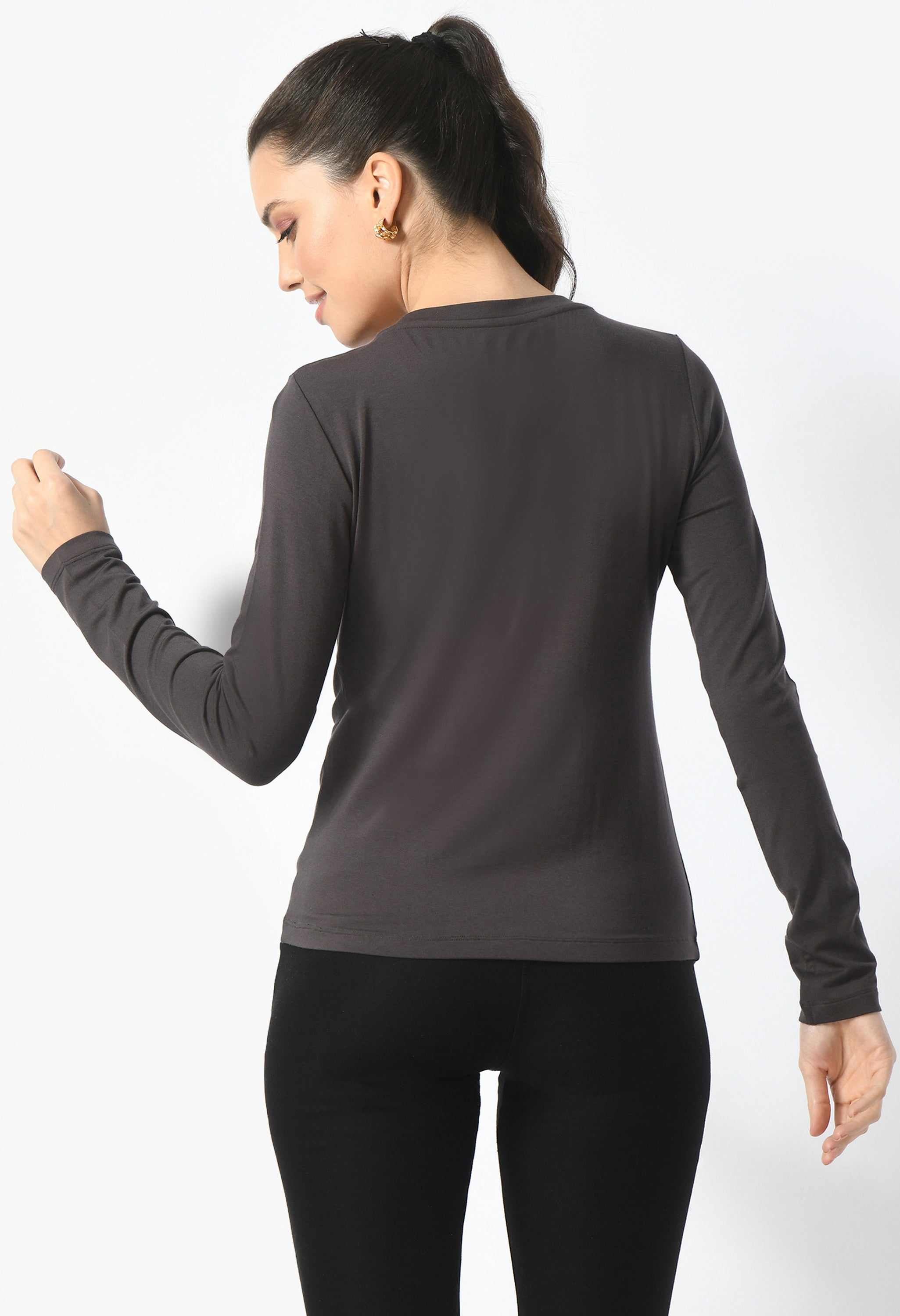 V-Neck Long Sleeve T-Shirt  #6004