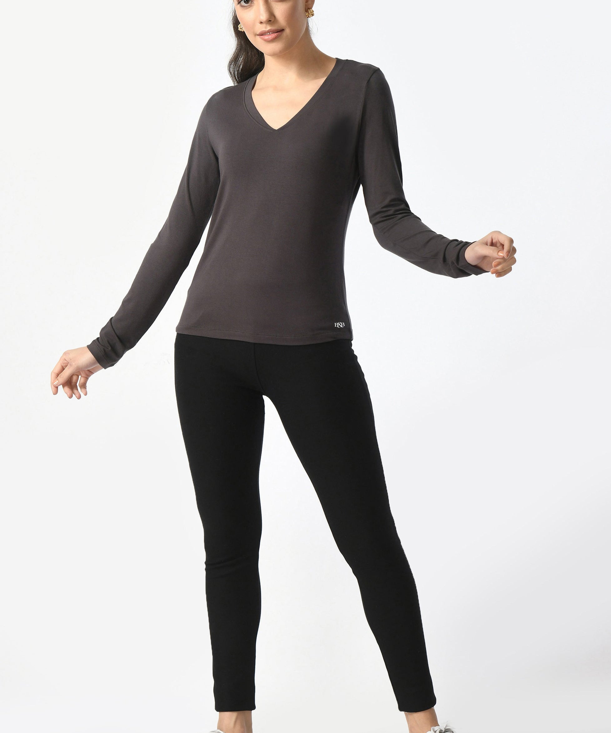 V-Neck Long Sleeve T-Shirt  #6004