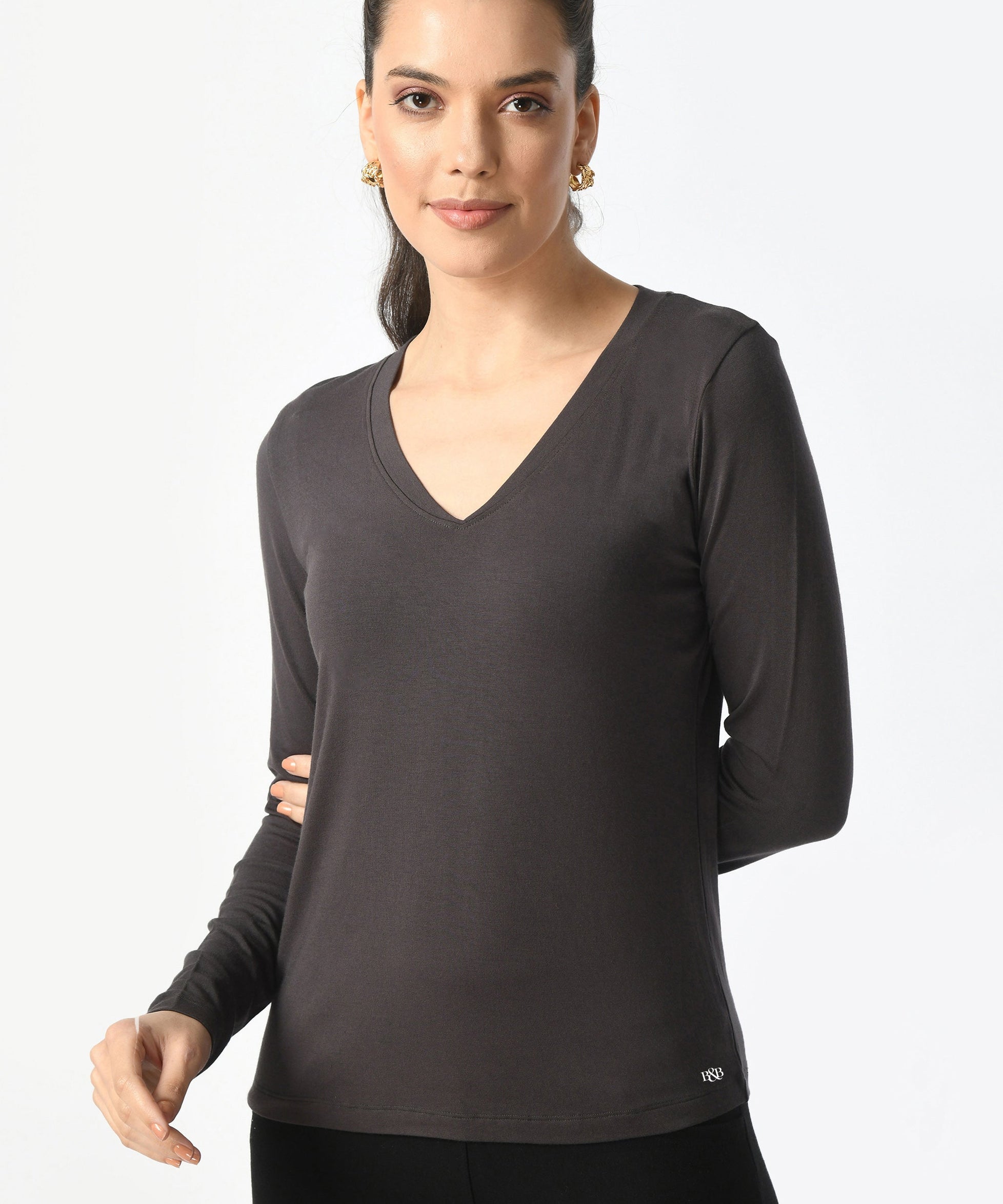 V-Neck Long Sleeve T-Shirt  #6004