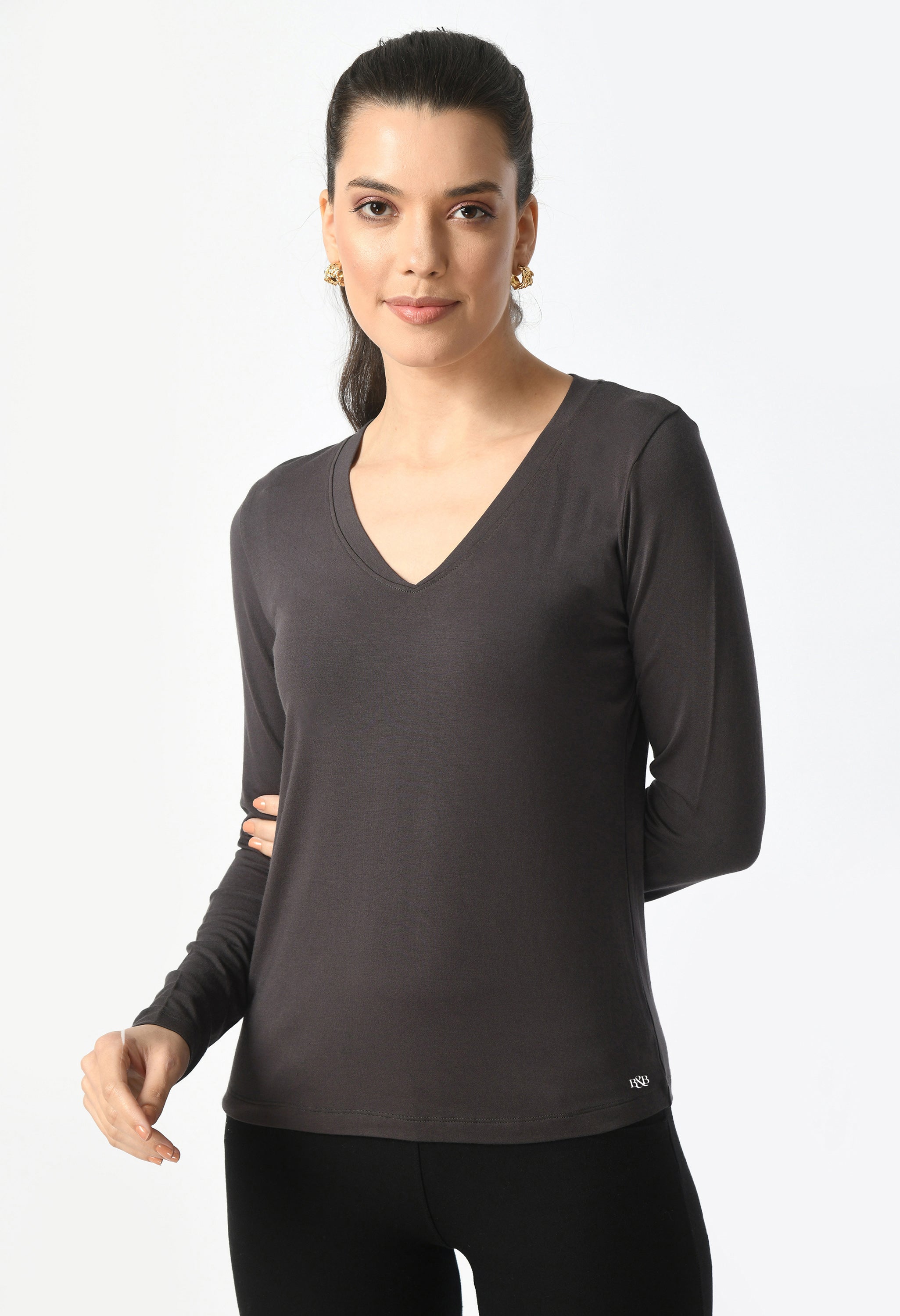 V-Neck Long Sleeve T-Shirt  #6004