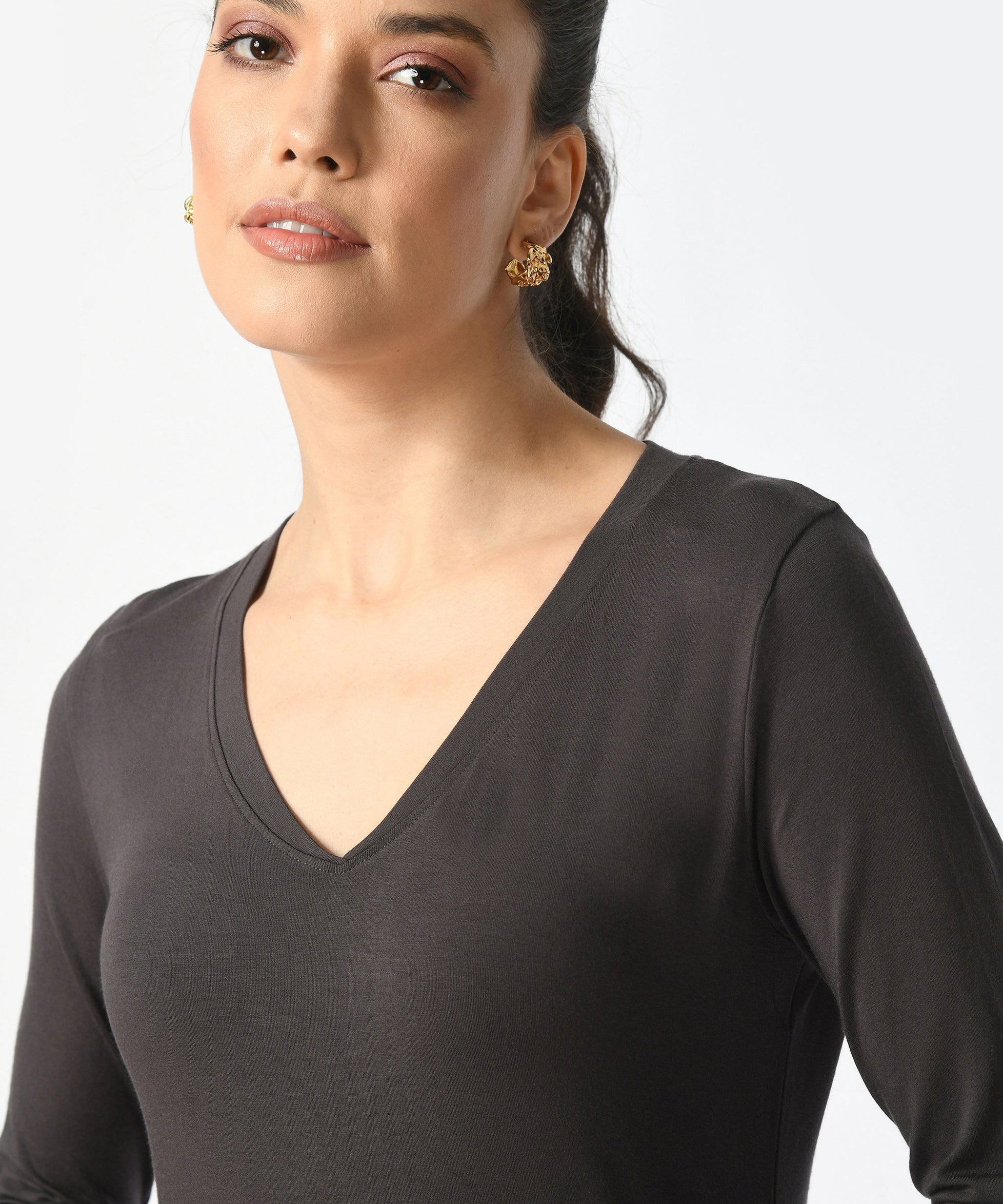 V-Neck Long Sleeve T-Shirt  #6004