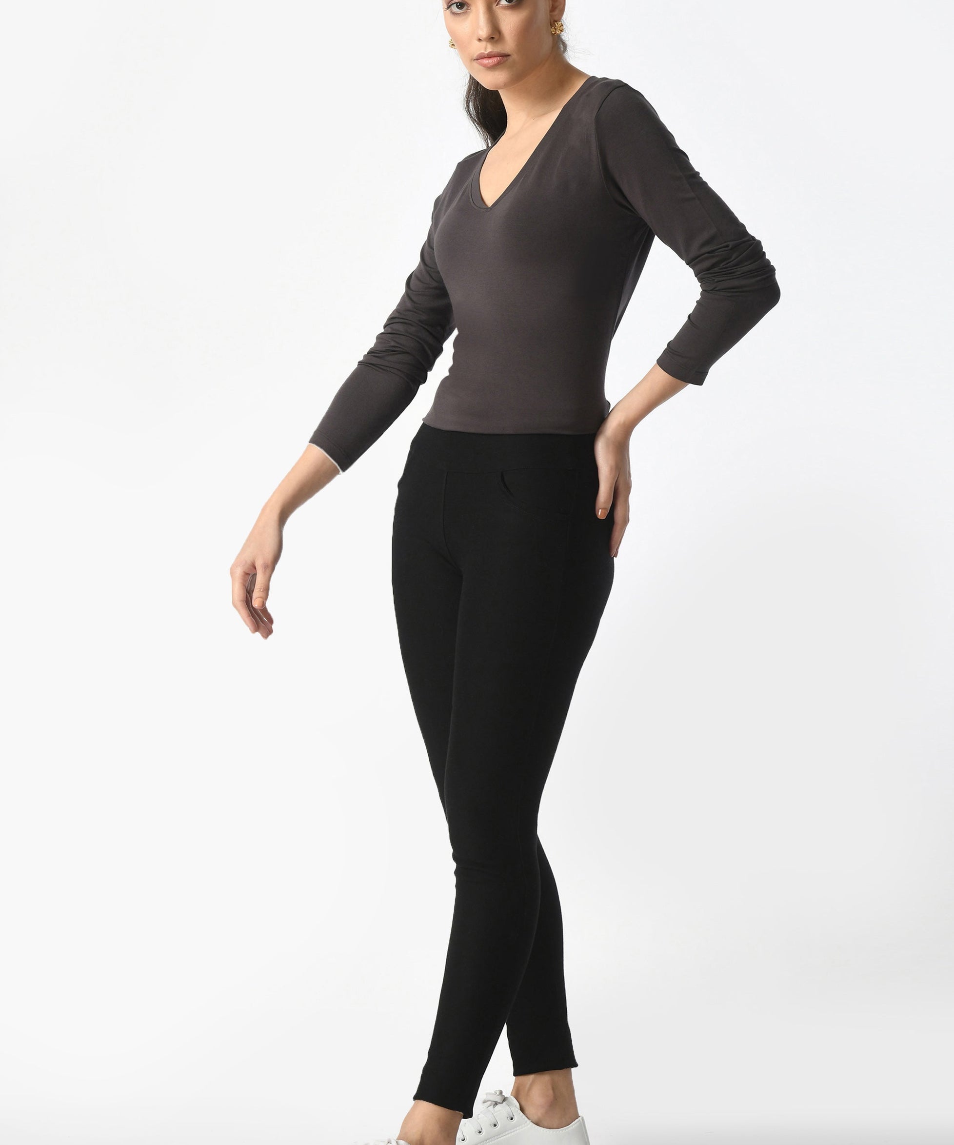 V-Neck Long Sleeve T-Shirt  #6004